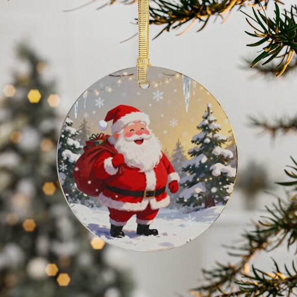 Festive Acrylic Ornaments: Santa Claus Holiday Decor, Christmas Tree Decorations - Picture 1 of 2